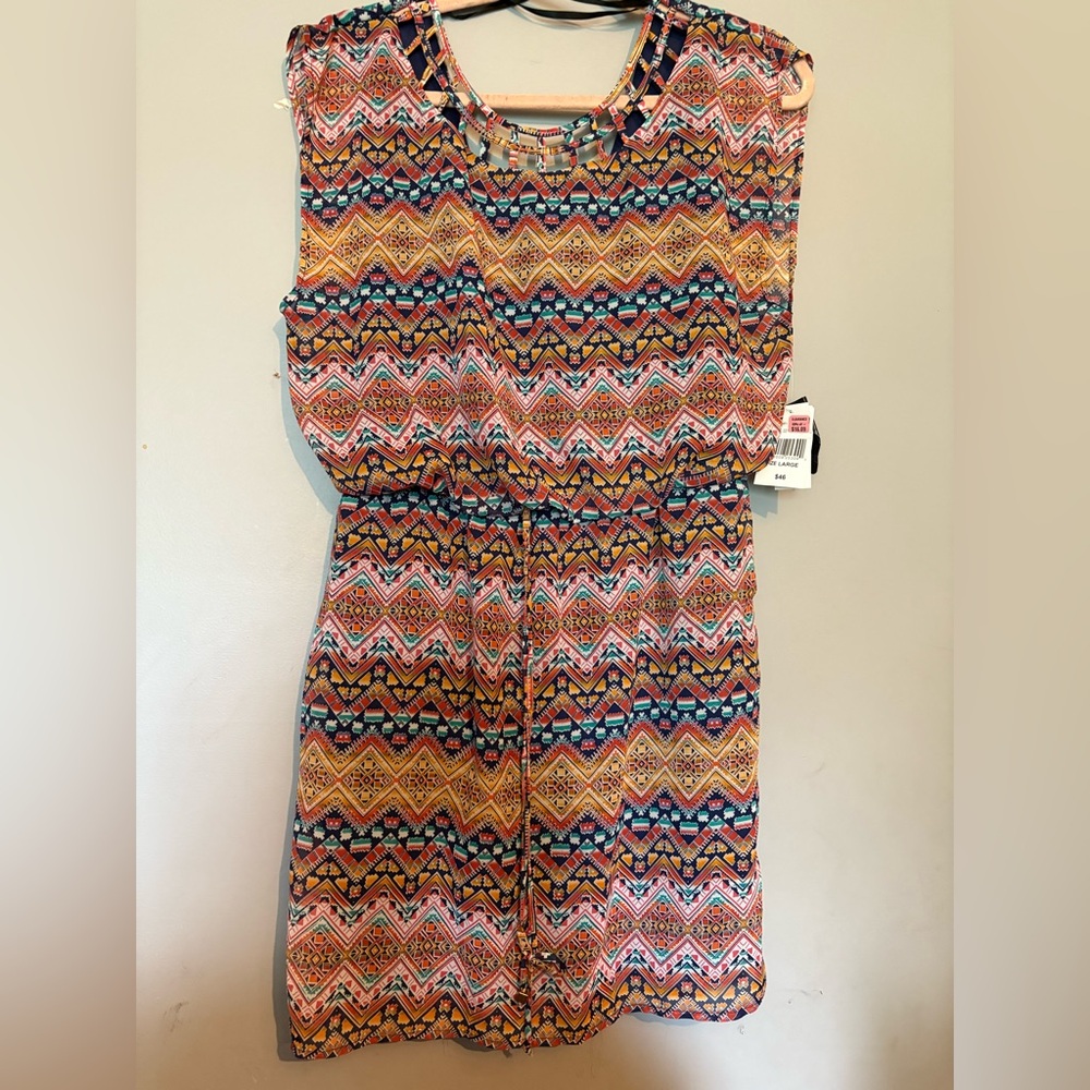 Multicolor Chevron Pattern Sleeveless Dress